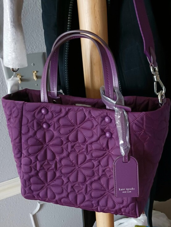 kate spade Handbags - Kate Spade Tilly Quilted Flower Purple Nylon Crossbody Mini Tote kip
